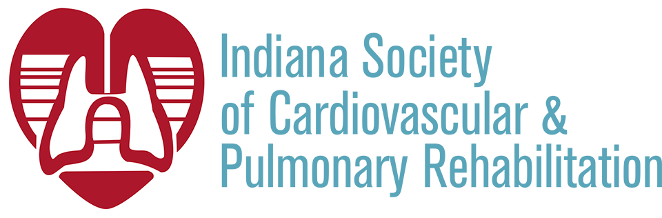 Indiana Society of Cardiovascular & Pulmonary Rehabilitiation logo with heart and lungs in red and white
